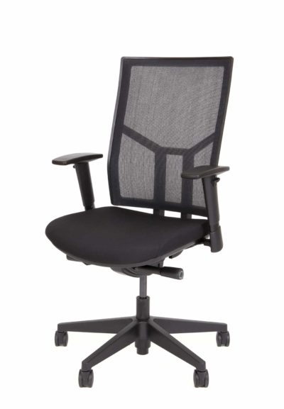 Chaise de bureau ergonomique 1974 tissu noir/maille noire