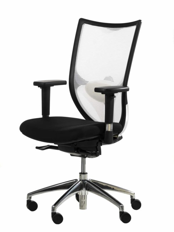 Chaise de bureau ergonomique NPR1813 modèle 1554 avec dossier blanc