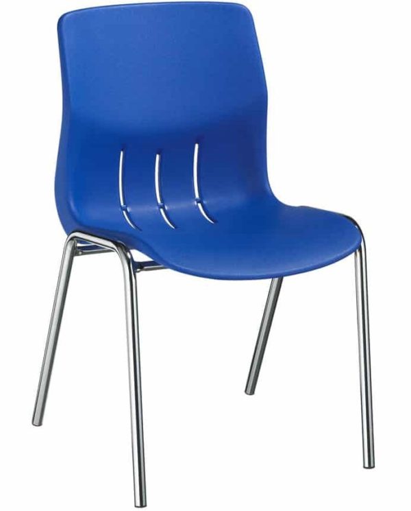 Canteen chair Naples plastic stackable with Blue stripe