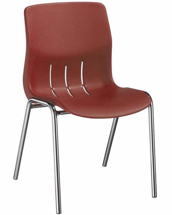 Canteen chair Naples plastic stackable with Bordeaux red stripe