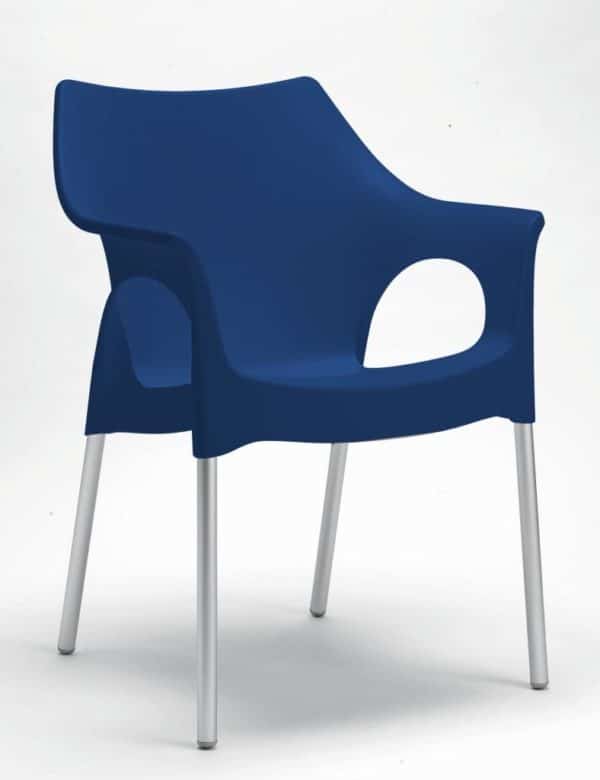 Kantinenstuhl oder Gartenstuhl Modern recycelbar Blau
