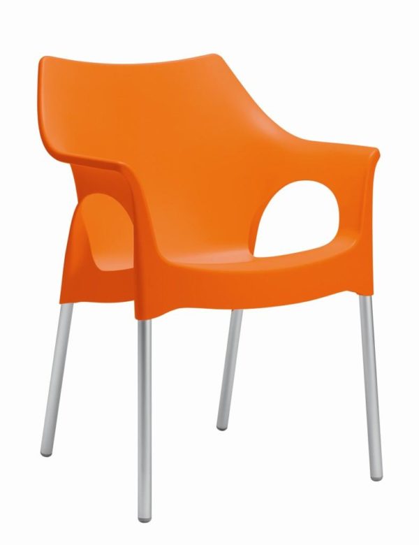 Kantinenstuhl oder Gartenstuhl Modern recycelbar Orange