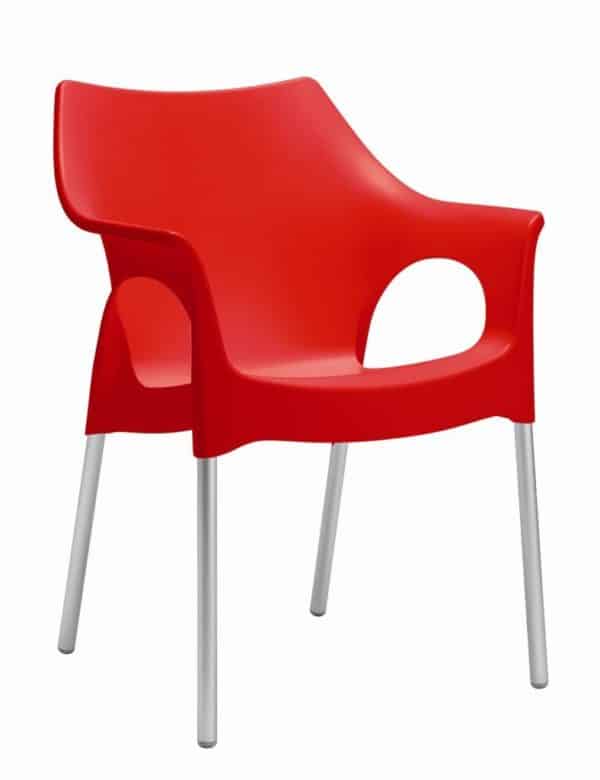 Kantinenstuhl oder Gartenstuhl Modern recycelbar Rot