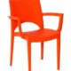 Chaise de cantine ou chaise de jardin en plastique 082 avec accoudoirs Orange