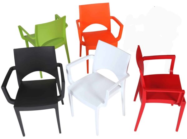 Chaise de cantine ou chaise de jardin en plastique 082 avec accoudoirs