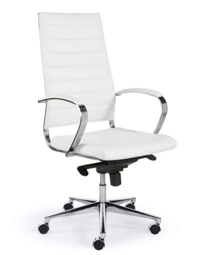 Chaise de bureau ergonomique design 601 dossier haut en blanc