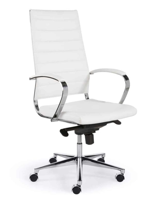 Chaise de bureau ergonomique design 601 dossier haut Blanc