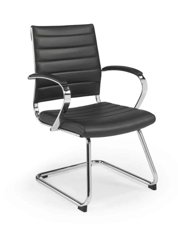Chaise de conférence/réunion avec luge 1204 en cuir artificiel noir