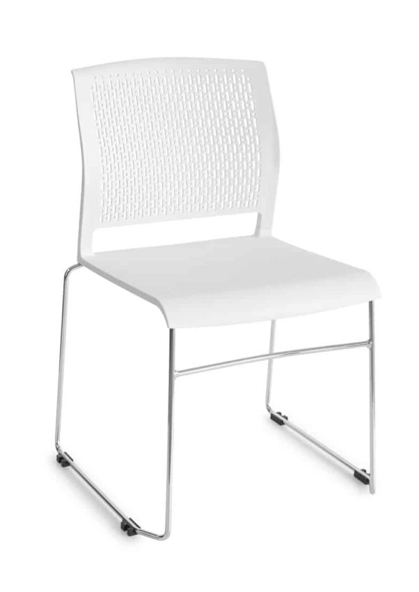 Silla de alambre, silla de conferencia o silla de comedor 1608 en blanco.