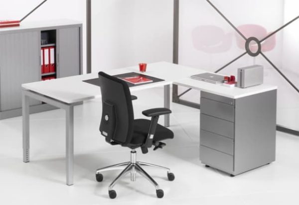 Adjustable corner desk with drawer unit 180 x160cm