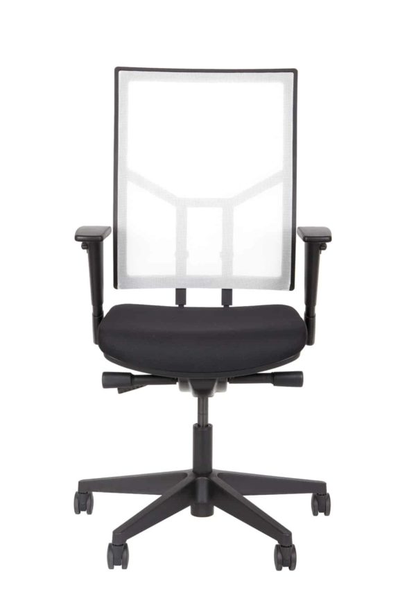 Chaise de bureau ergonomique NPR tissu noir / maille blanche