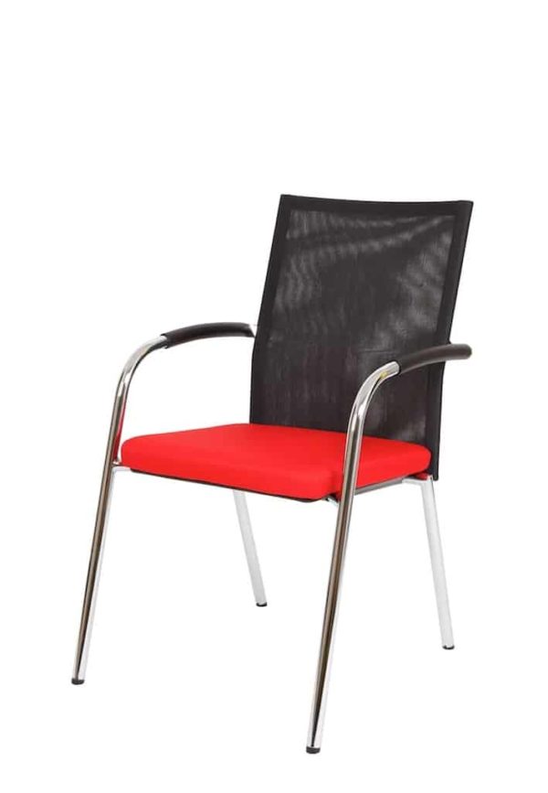 Chaise de conférence rembourrée à 4 pieds Rouge