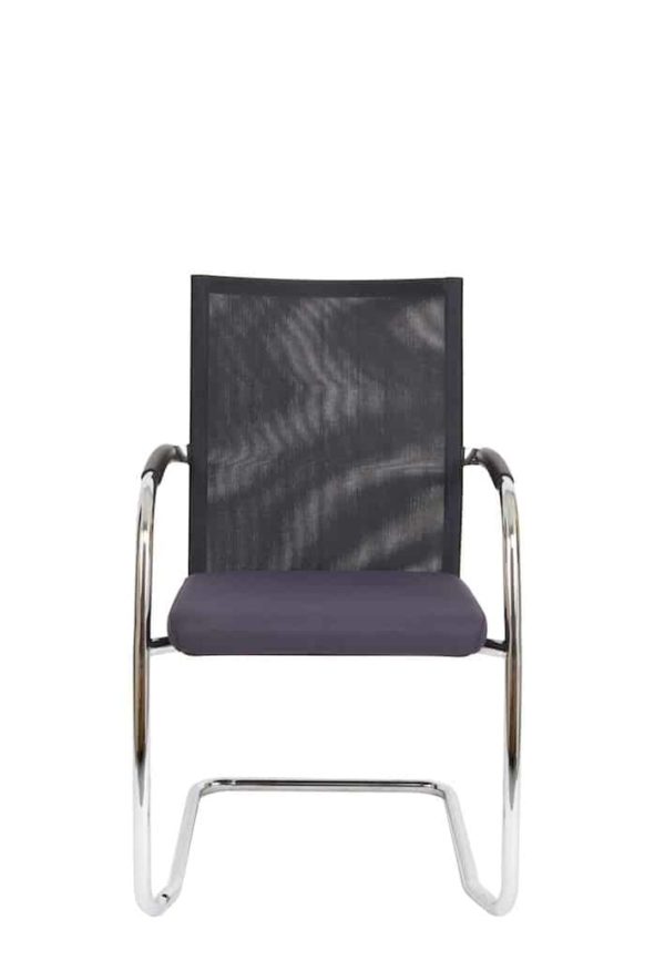 Conference chair F260 sled frame with black mesh back and gray seat