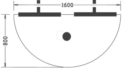 Bureau séparé demi-rond mélamine 25 mm 80x160CM