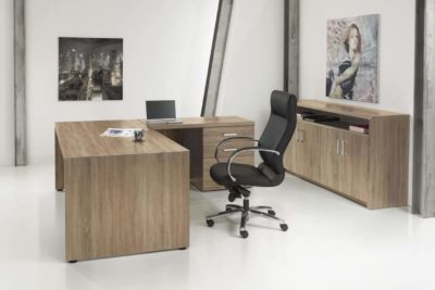 Executive desk Chief model corner desk right with drawer unit 210x210cm Robson Oak