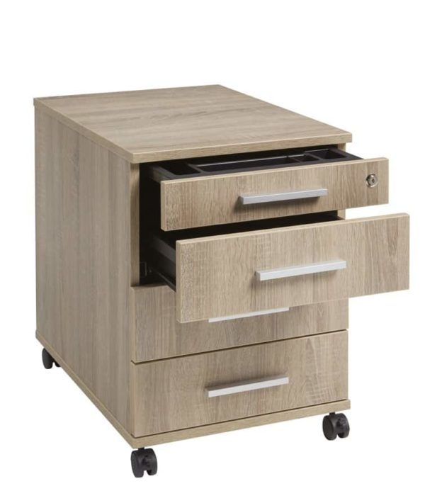 Luxury wooden rolling block 4 drawers in robson or dark oak