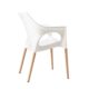 Canteen chair Ola plastic, white with beech legs