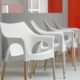 Canteen chair Ola plastic, white with beech legs