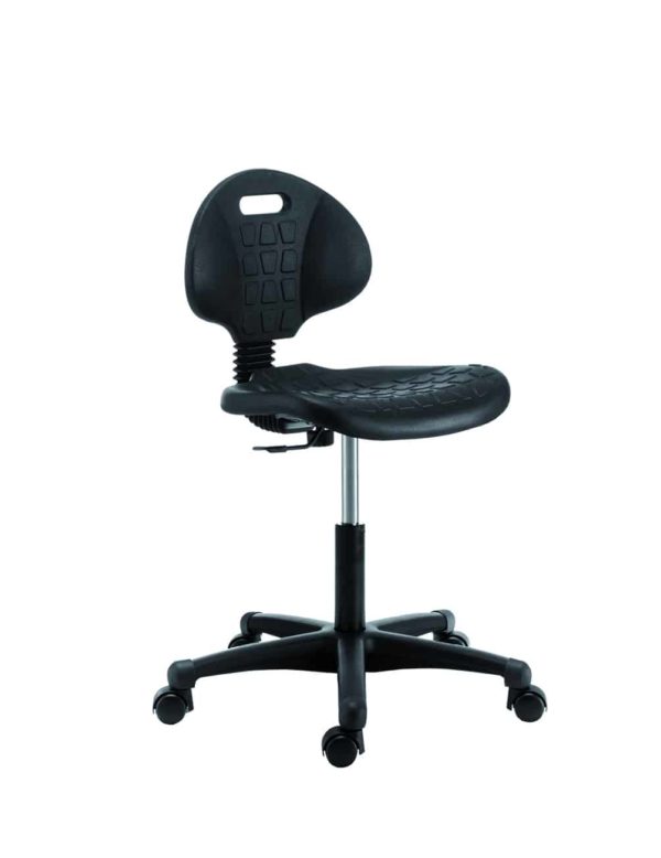 Low work chair in black PU