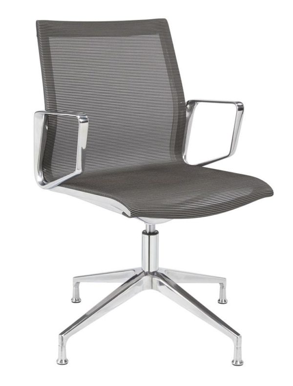 Design conference chair in black-aluminium mesh
