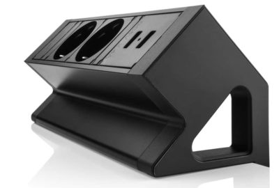 Surface-mounted power dock black or white. 2x earth, 2x USB charger, and 0.4m cable 
