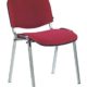 Besprechungsstuhl oder Konferenzstuhl mit einfachem Chromgestell ohne Armlehnen, bordeauxfarbener Stoff