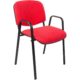 Silla de reuniones o silla de conferencia estructura básica negra con reposabrazos Tela roja