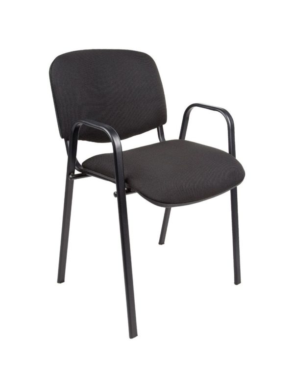 Meeting chair or conference chair basic black frame with armrests Black fabric