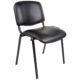 Besprechungsstuhl oder Konferenzstuhl, einfaches schwarzes Gestell ohne Armlehnen, schwarzes Kunstleder