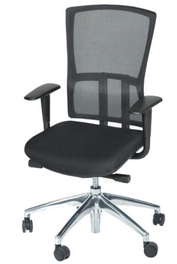 Bürostuhl 300-NEN Chromgestell, Sitz schwarzer Stoff, Rückenlehne Netz