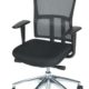 Silla de oficina 300-NEN base cromada, asiento tela negra, respaldo malla