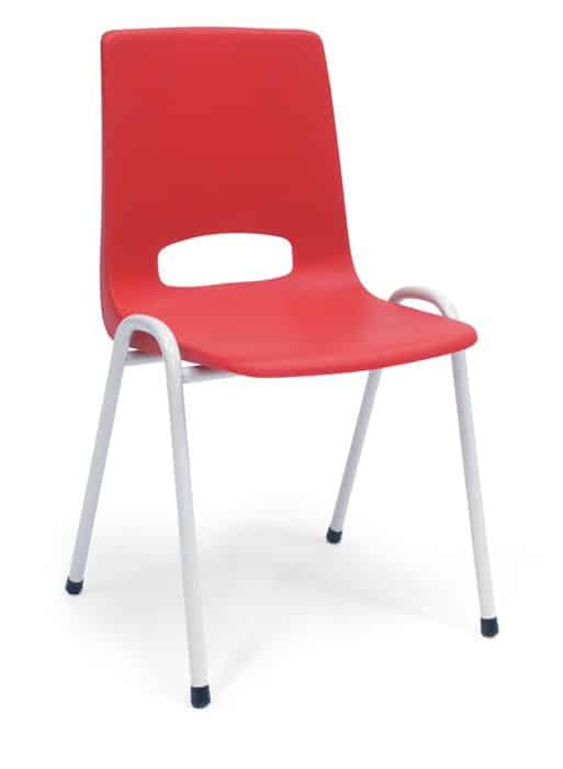 Chaise de cantine Arena blanc rouge sans accoudoirs connectable