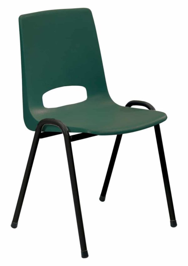 Chaise de cantine Arena noir vert sans accoudoirs