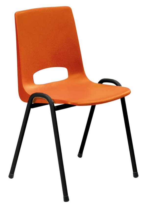 Chaise de cantine Arena noir orange sans accoudoirs