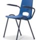 Canteen chair Arena Blue, black frame with armrests
