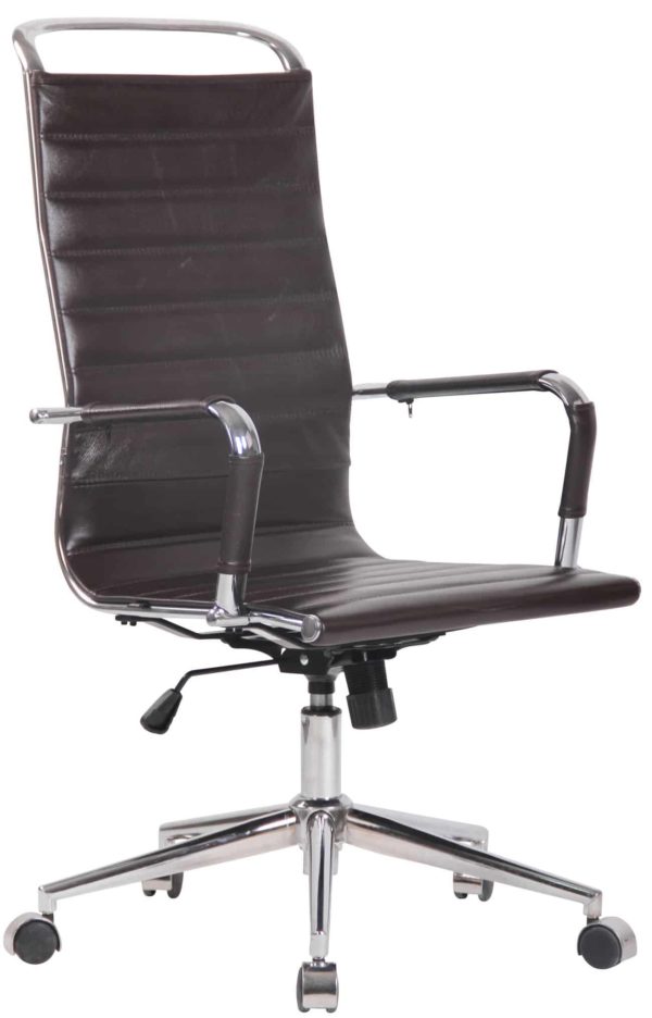 Chaise de bureau Amber cuir véritable Marron