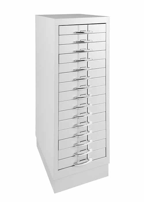 Drawing chest of drawers A4 15 drawers Light gray