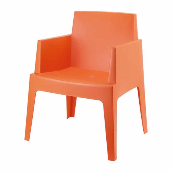 Chaise de cantine Cube Orange