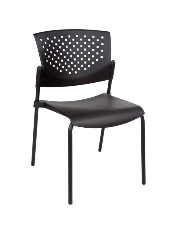 Chaise de conférence ou chaise de cantine Spring Black Structure sans accoudoirs