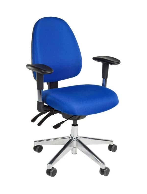 Chaise de bureau Stella Nova en tissu bleu avec base en métal