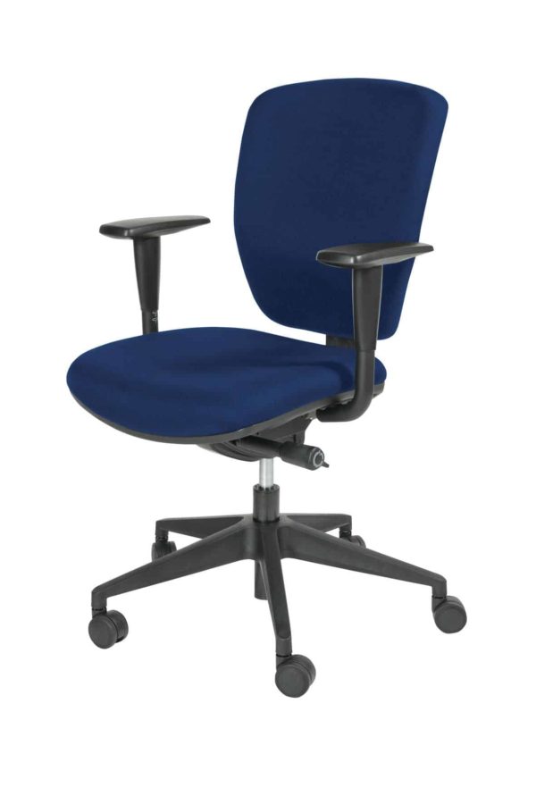 Chaise de bureau série 1335-NEN tissu bleu avec base en plastique