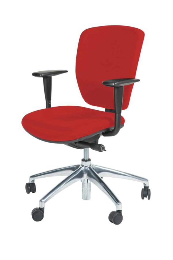 Chaise de bureau série 1335-NEN tissu rouge avec base en métal