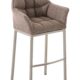 Bar stool Sarpsborg Fabric with 4-legged Matt brushed stainless steel frame