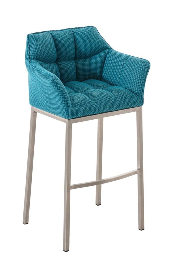 Bar stool Sarpsborg Fabric with 4-legged Matt brushed stainless steel frame