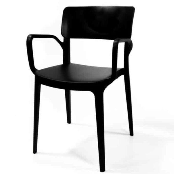 Stackable canteen chair with armrests 0102 Black
