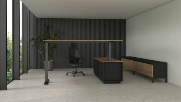 Cube electrically adjustable executive desk