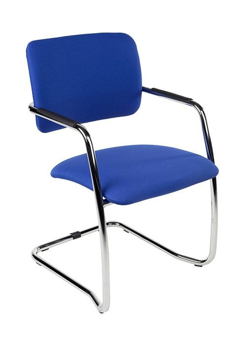 Chaise de conférence Magentix avec dossier et assise en tissu bleu