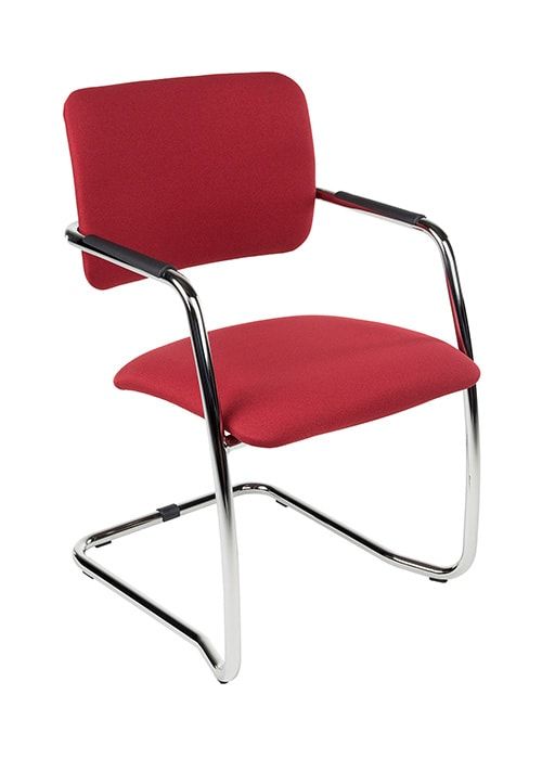 Chaise de conférence Magentix avec dossier et assise en tissu rouge bordeaux