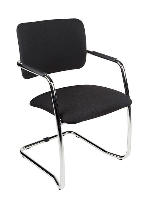 Magentix Konferenzstuhl mit Rückenlehne und Sitz aus schwarzem Stoff